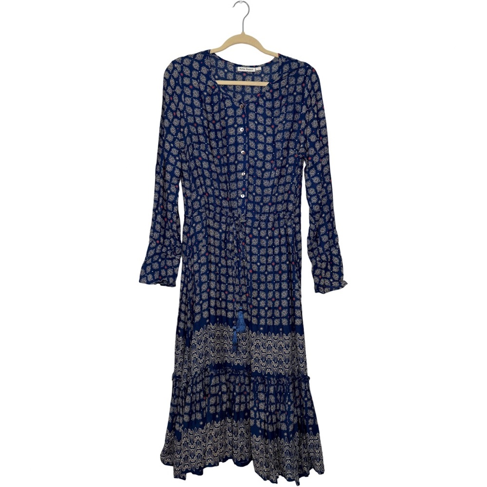 Roller Rabbit Long Sleeve Block Print Dress Medium